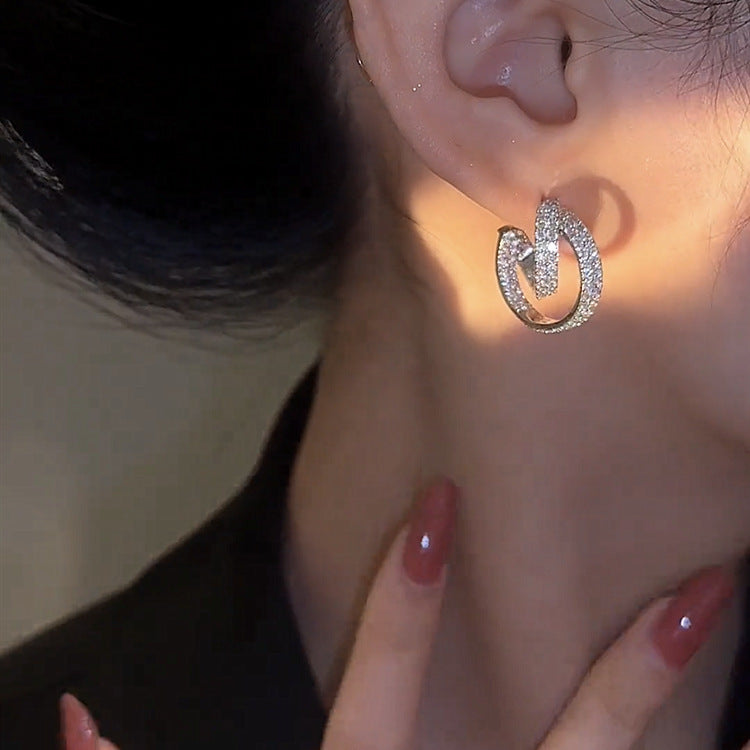 Crossover Micro Zirconia Earrings