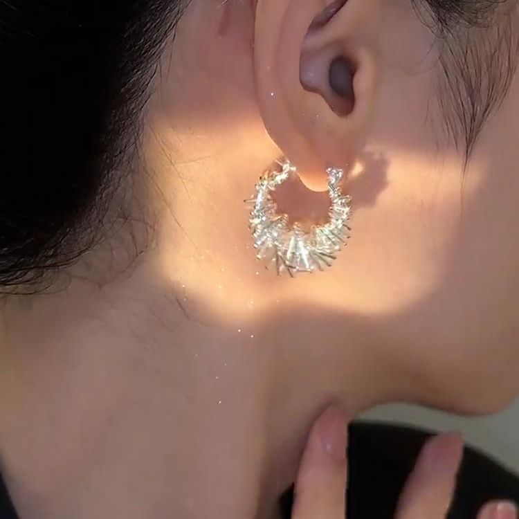 Unique Twisted Metal Circle Earrings