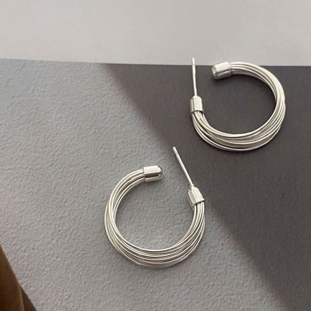 Multilayered Line Hoop Earrings