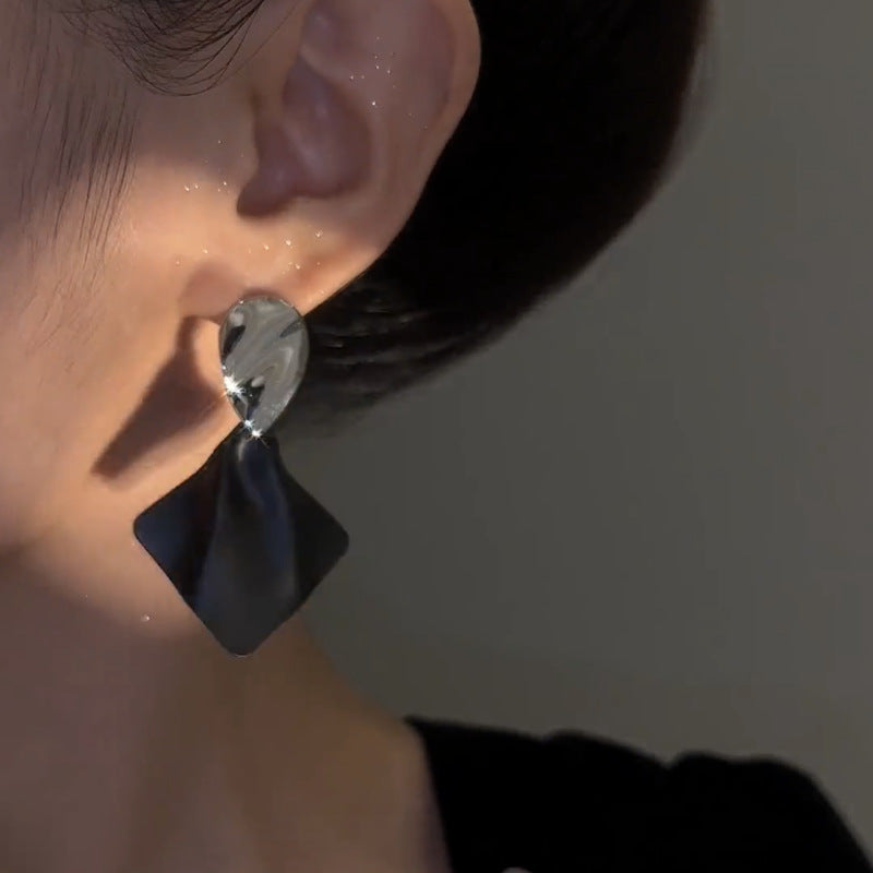 Black Diamond Minimalist Earrings