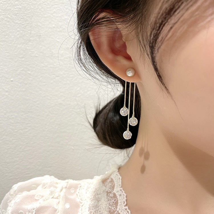 Elegant Zirconia Tassel Earrings