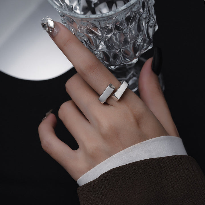 Sterling Silver Geometric Square Ring