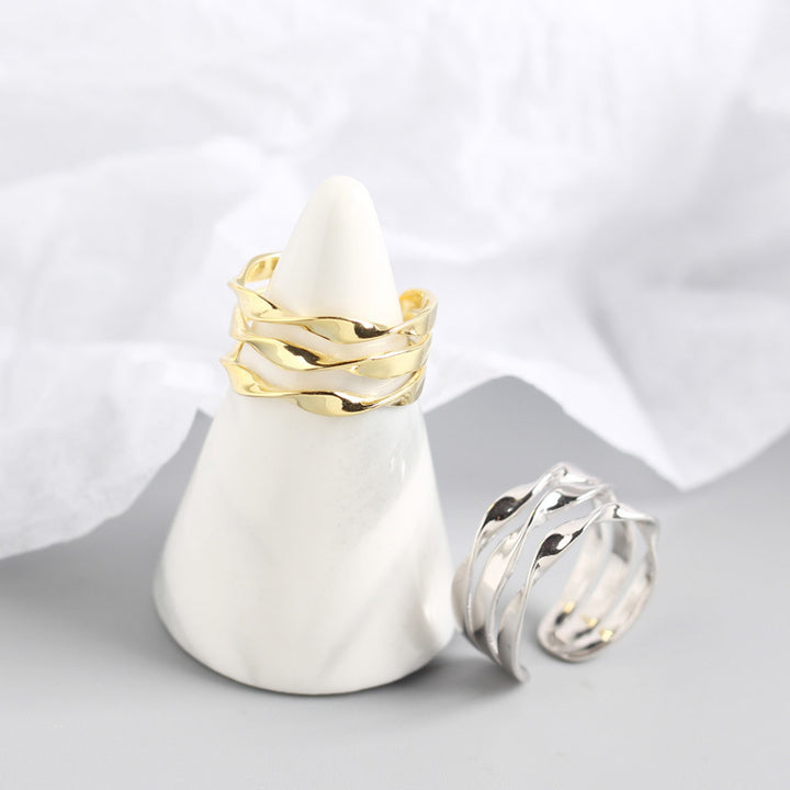 Sterling Silver Minimalist Triple Twist Line Ring