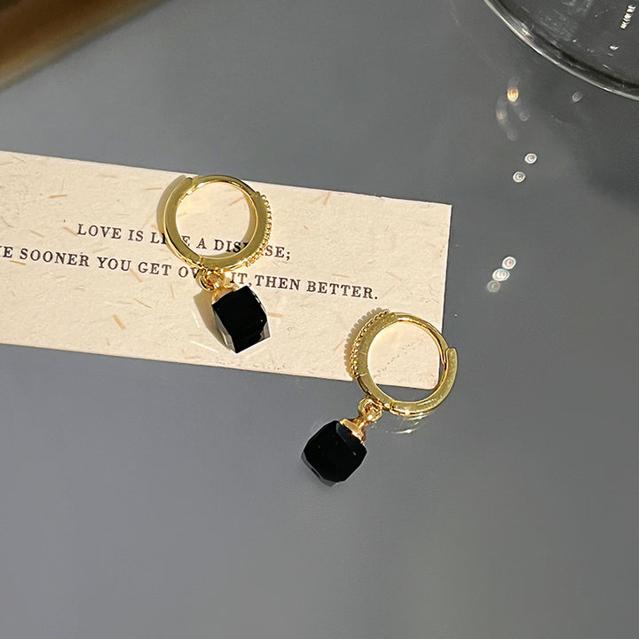 Simple Luxury Black Onyx Drop Earrings