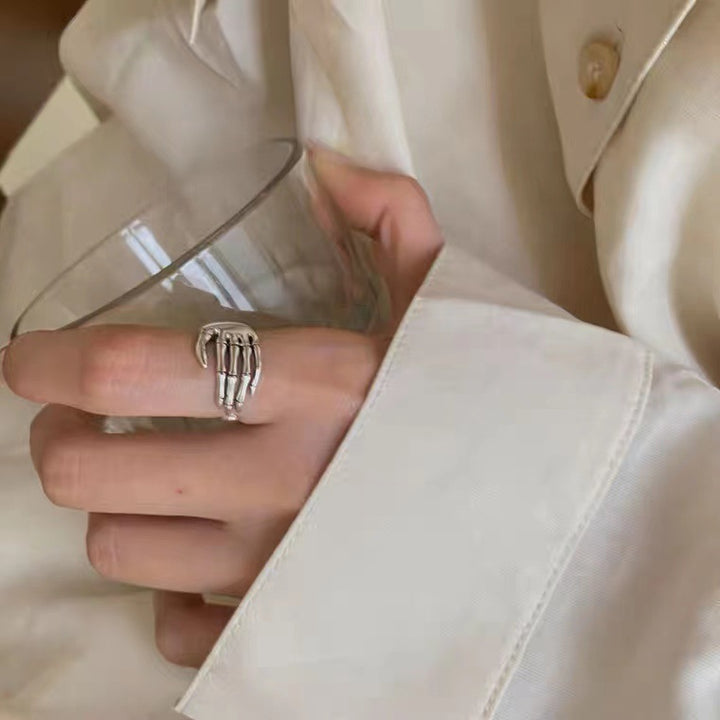 Sterling Silver Dark Bone Claw Ring