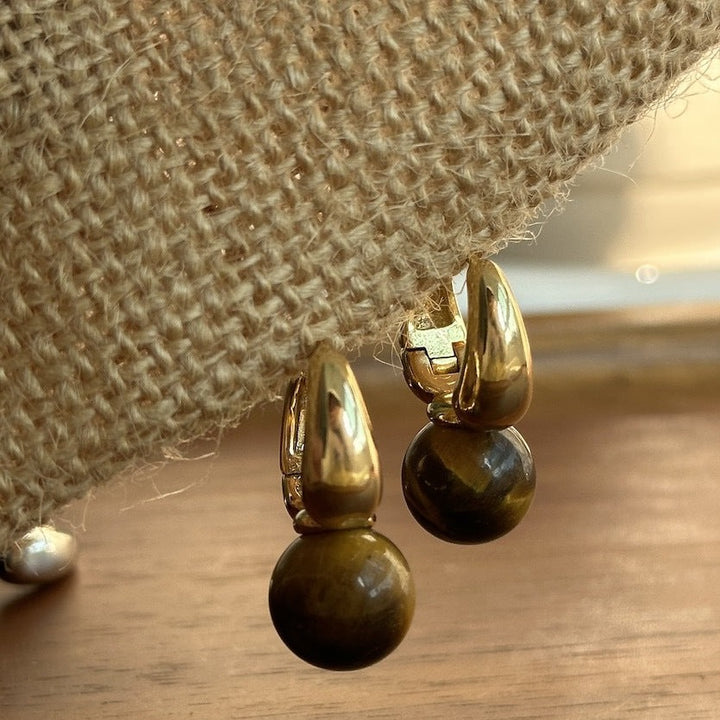 Natural Tiger Eye / Onyx Earrings