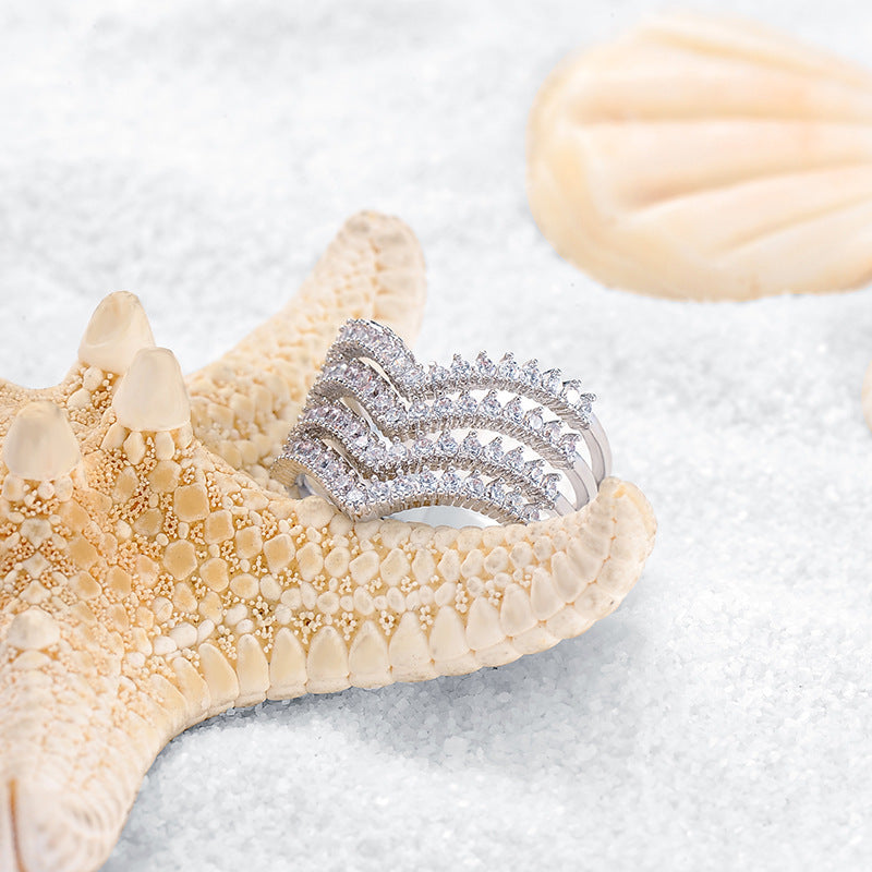 Triple V Full Diamond Ring