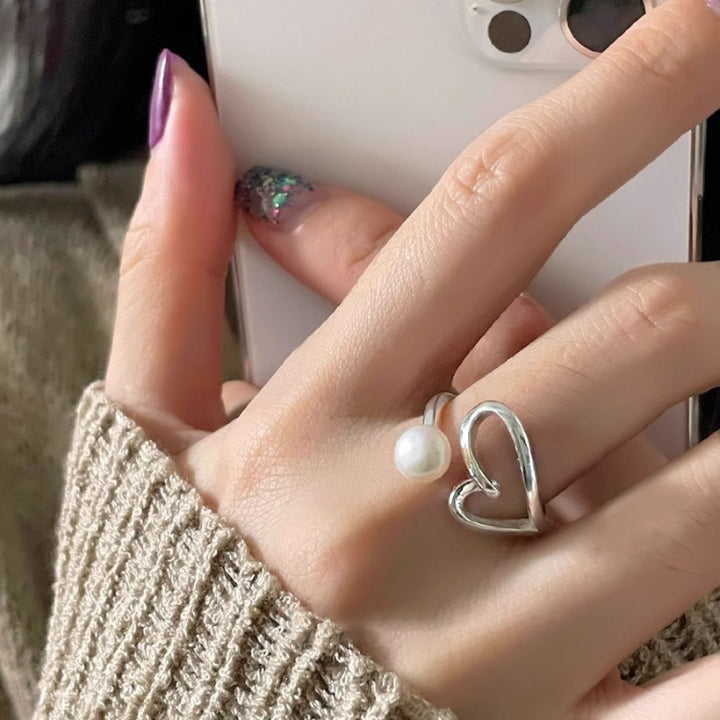 Love Pearl Line Adjustable Ring