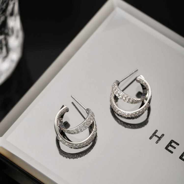 Crossover Micro Zirconia Earrings