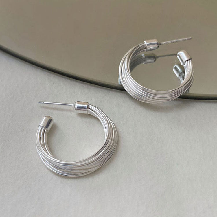 Multilayered Line Hoop Earrings