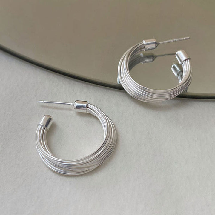 Multilayered Line Hoop Earrings