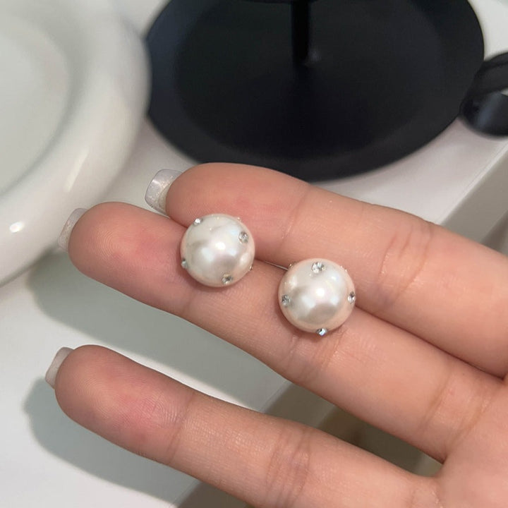 Zirconia Pearl Double Stud Earrings