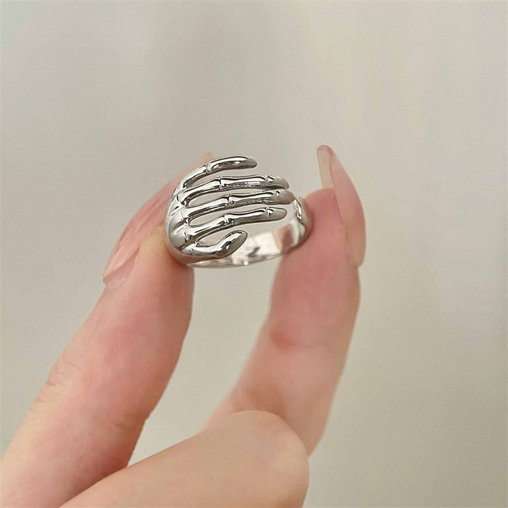 Sterling Silver Dark Bone Claw Ring