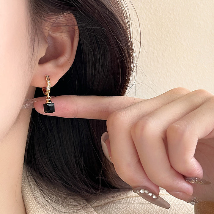 Simple Luxury Black Onyx Drop Earrings