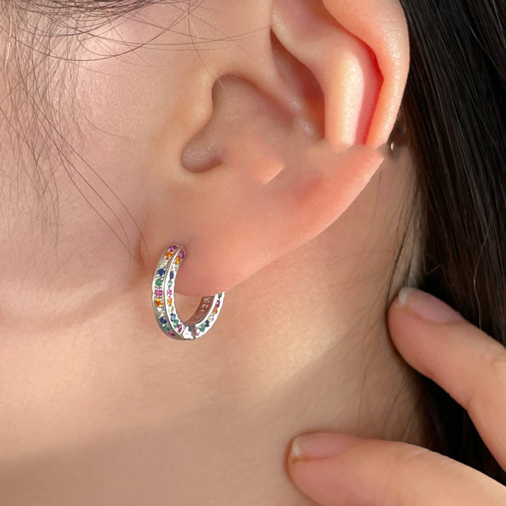 Colorful Zirconia Hoop Earrings