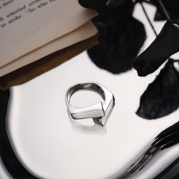 Sterling Silver Geometric Square Ring