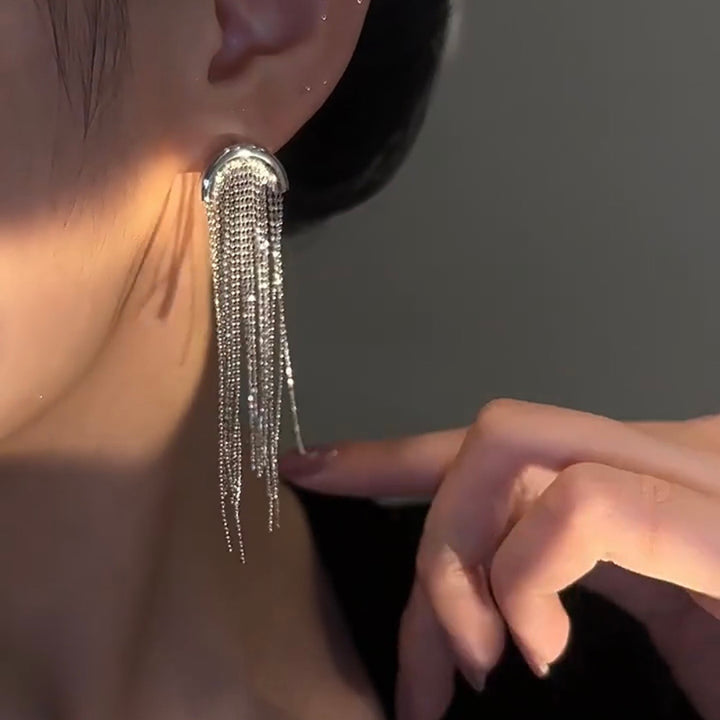 Curved Starlight Tassel Earrings