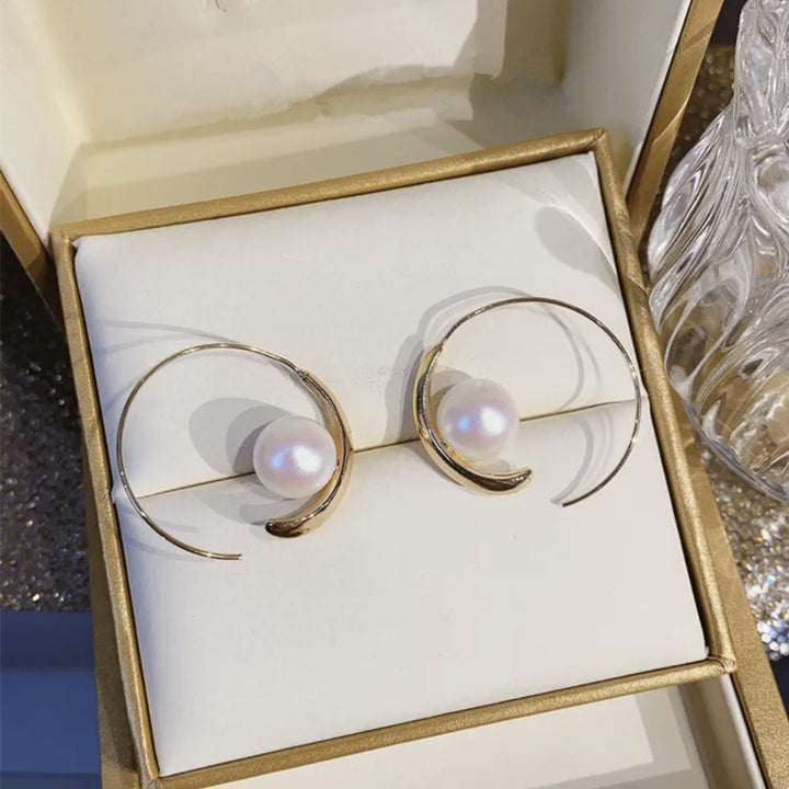 Large Hoop Pearl Earrings