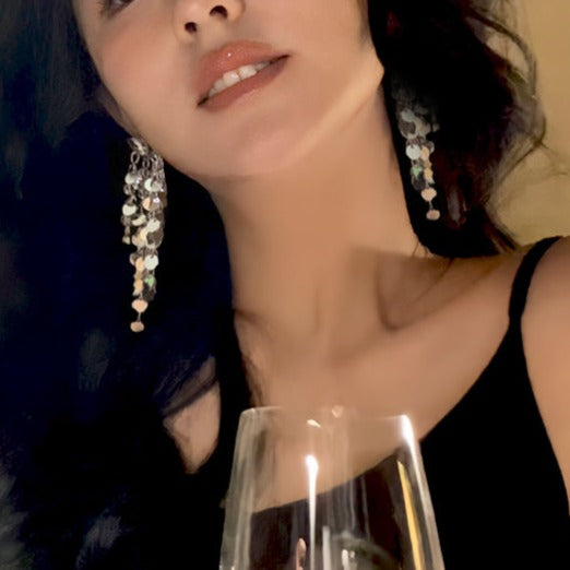 Metallic Sequin Tassel Earrings