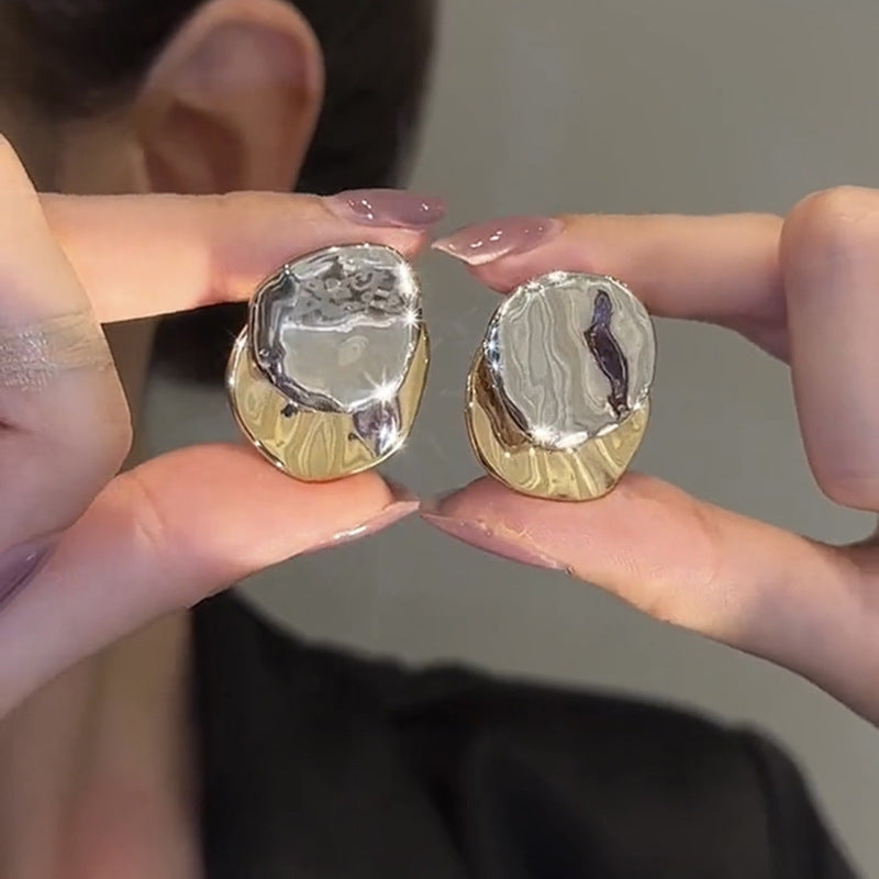 Colorblocked Round Piece Earrings