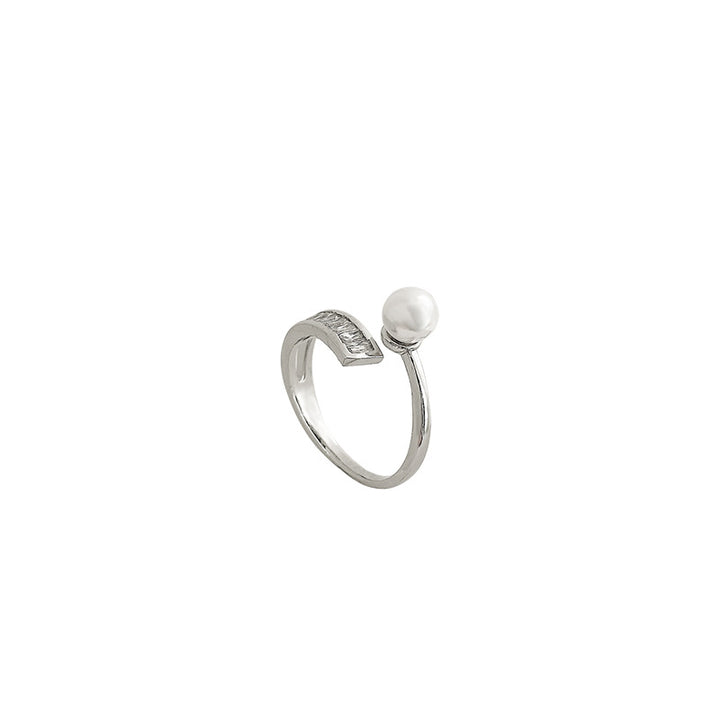 Geometric Zirconium Pearl Ring