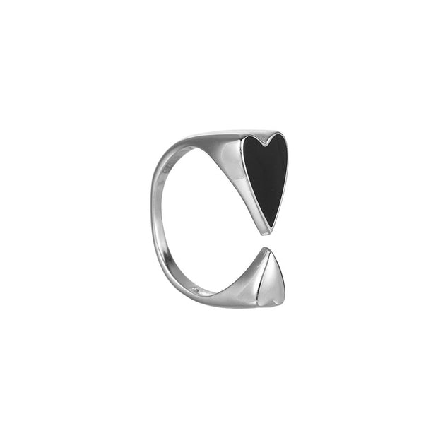 Black Heart Asymmetrical Ring