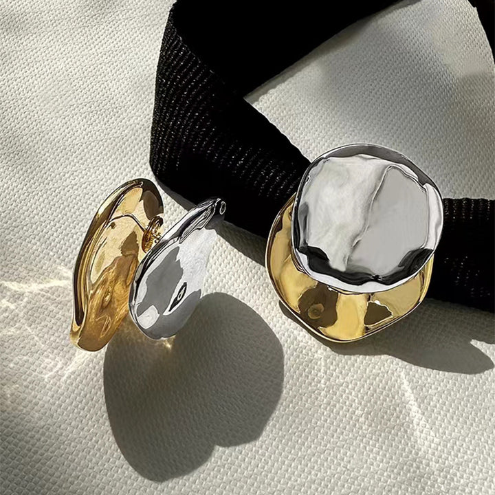 Colorblocked Round Piece Earrings