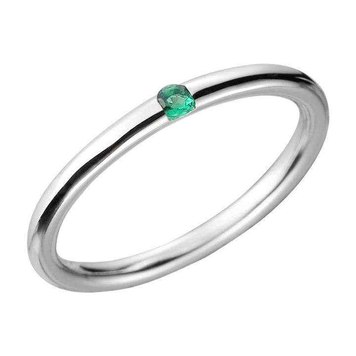 925 Sterling Silver Green Zirconia Circle Ring