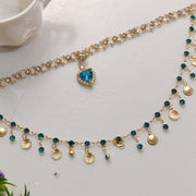Blue Heart Shell Double Layered Necklace