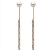 Minimalist Pearl Tassel Zirconia Earrings