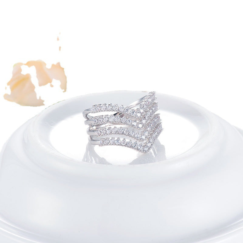 Triple V Full Diamond Ring