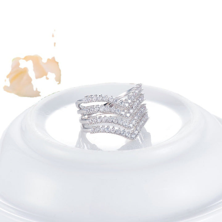 Triple V Full Diamond Ring