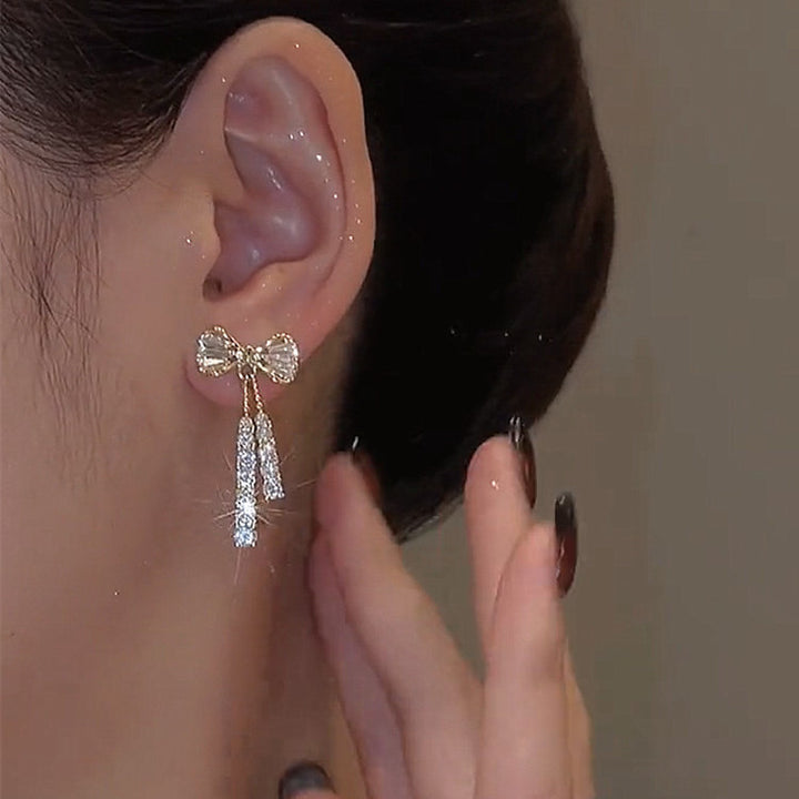 Ribbon Diamond Crystal Earrings