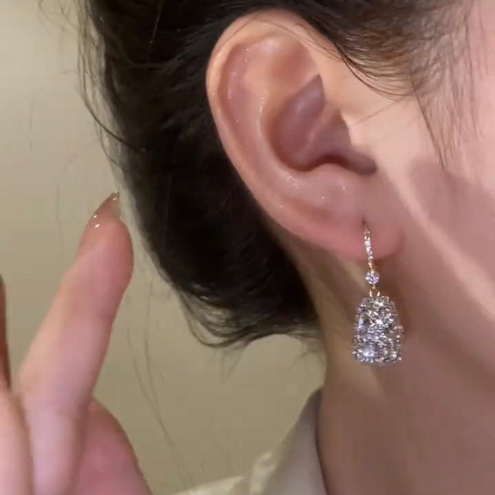 French Delicate Diamond Square Earrings