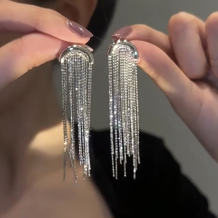 Curved Starlight Tassel Earrings