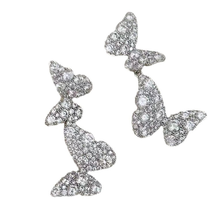 Diamond Butterfly Tassel Earrings