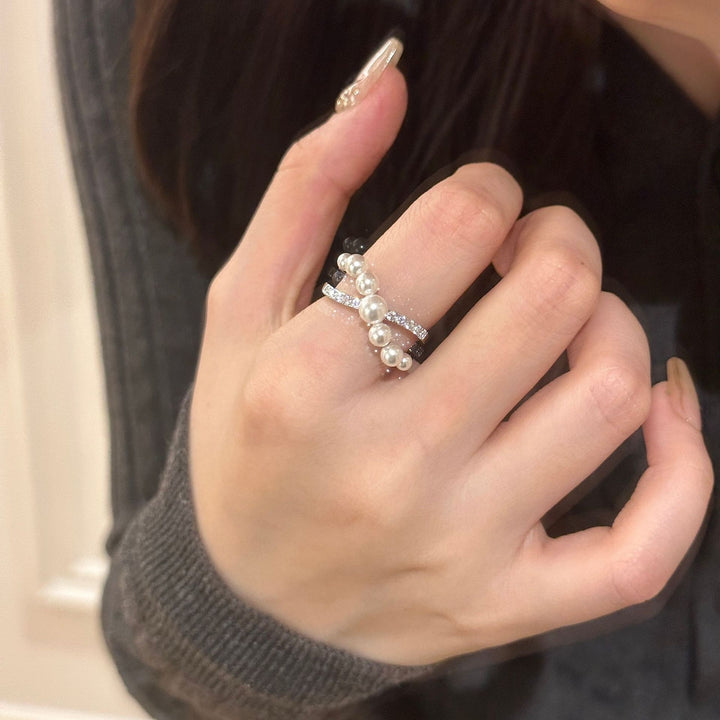 Zirconia Pearl Vintage Adjustable Ring