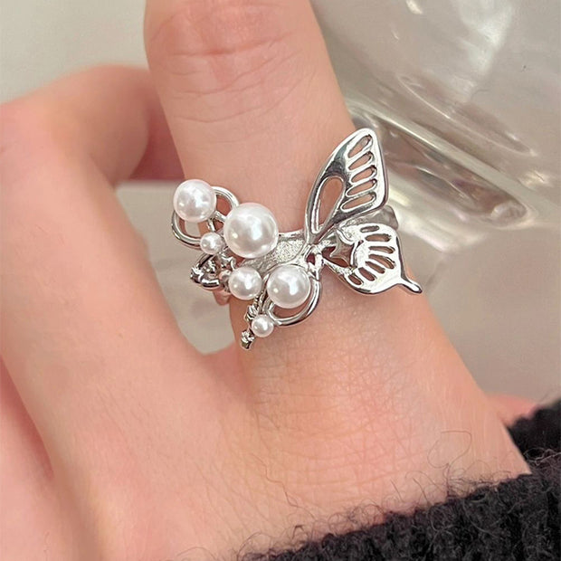 Butterfly Pearl Art Ring