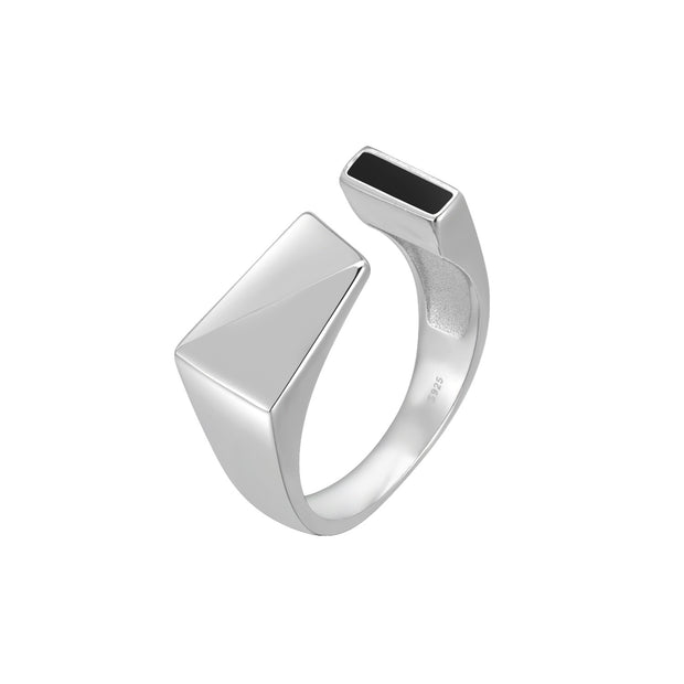 Sterling Silver Geometric Square Adjustable Ring
