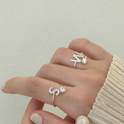 Zirconia Letter Sterling Silver Ring
