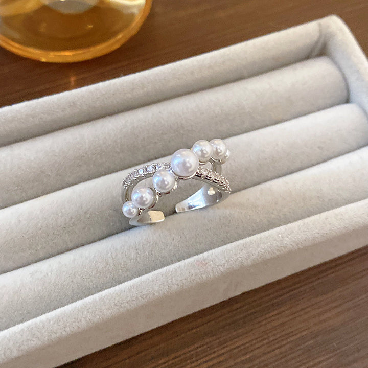 Zirconia Pearl Vintage Adjustable Ring