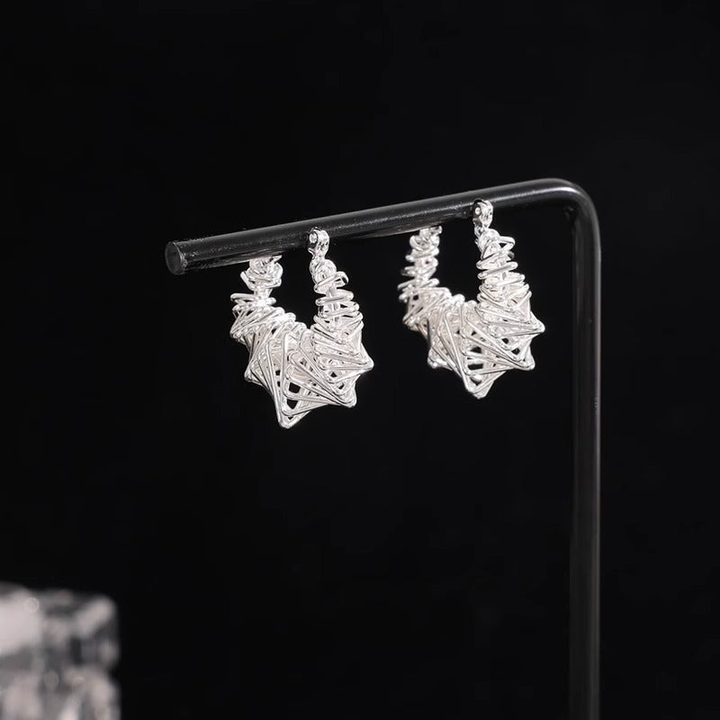 Unique Twisted Metal Circle Earrings