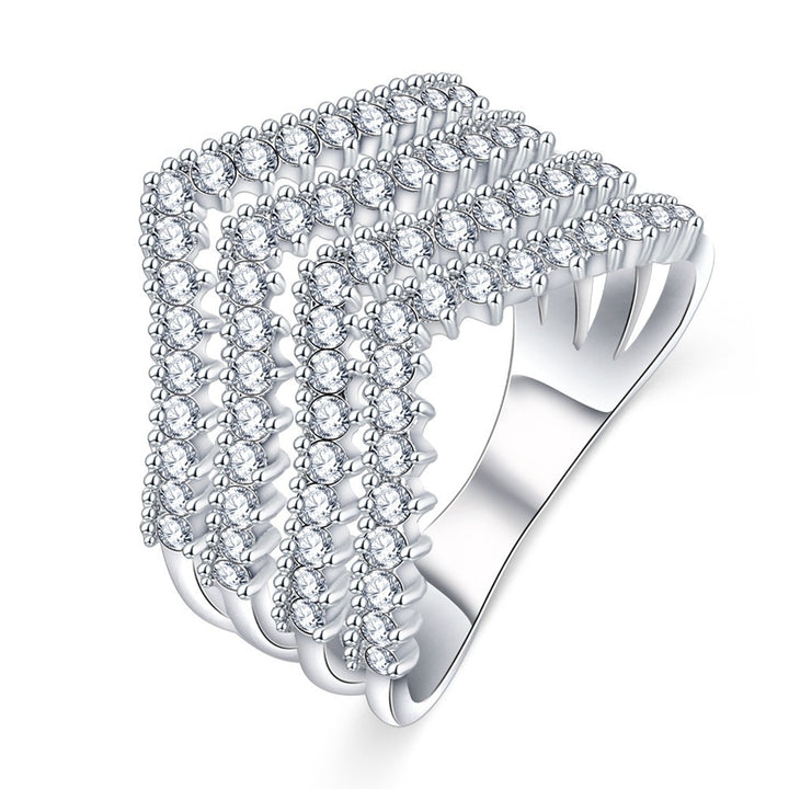 Triple V Full Diamond Ring
