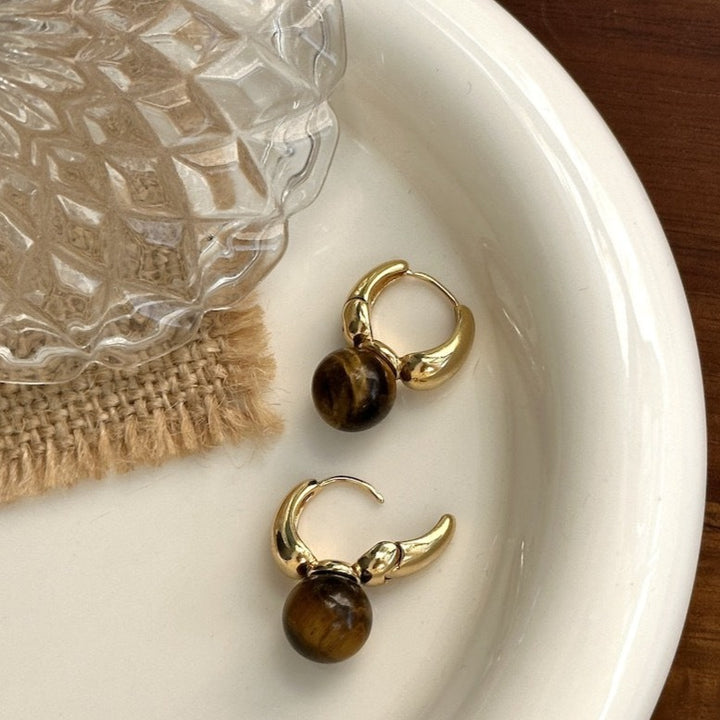 Natural Tiger Eye / Onyx Earrings