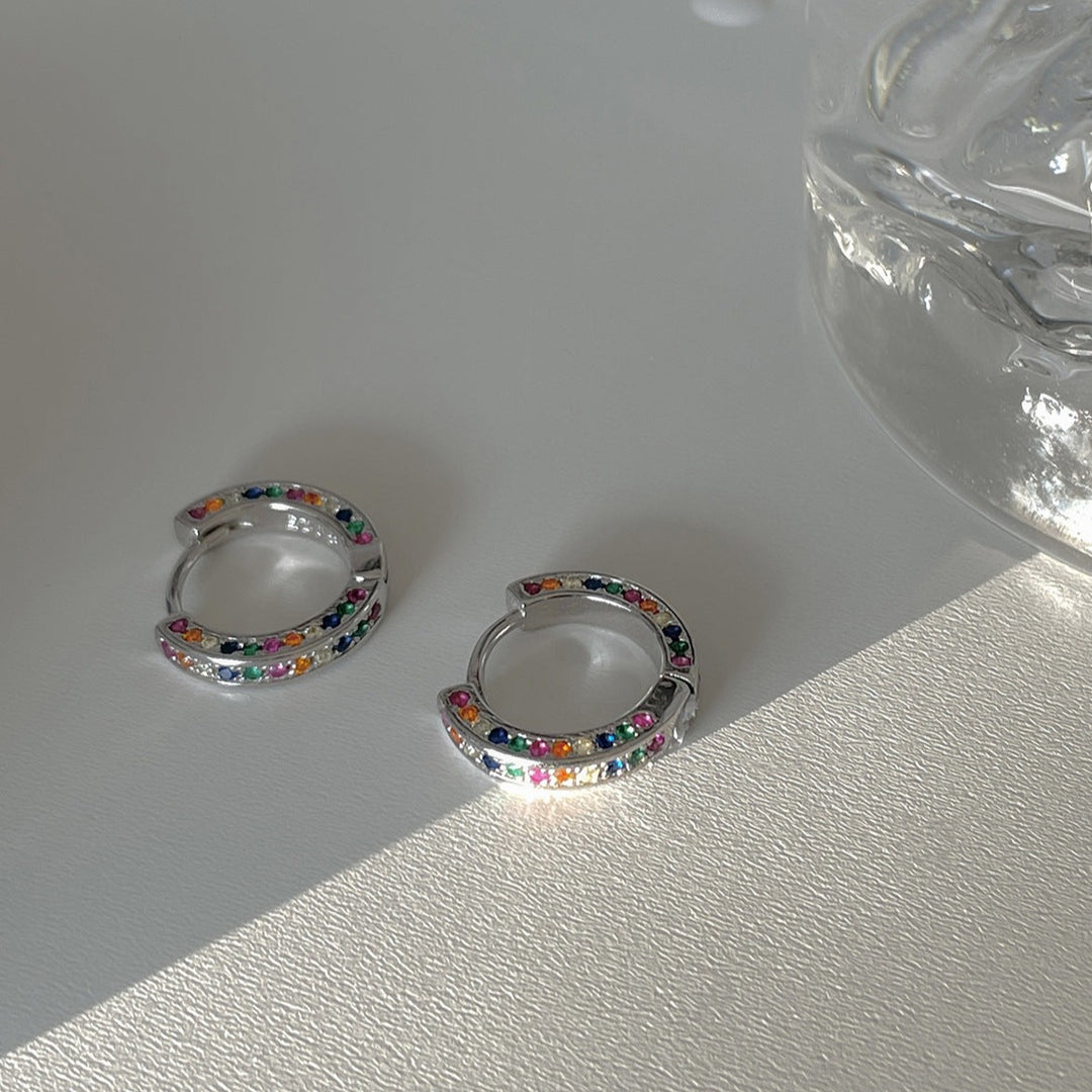 Colorful Zirconia Hoop Earrings