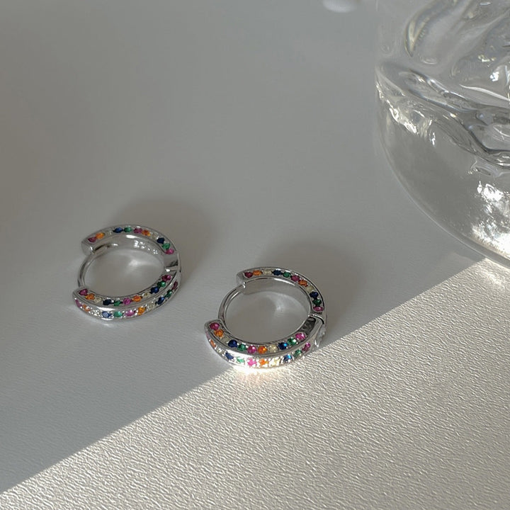 Colorful Zirconia Hoop Earrings