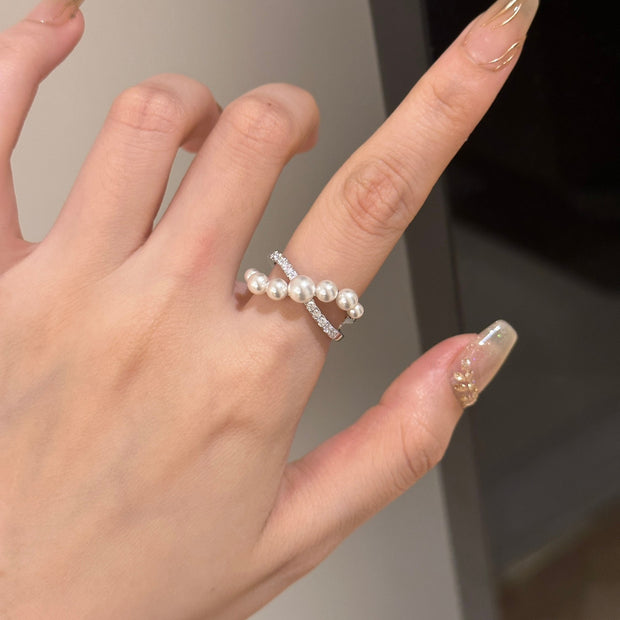 Zirconia Pearl Vintage Adjustable Ring