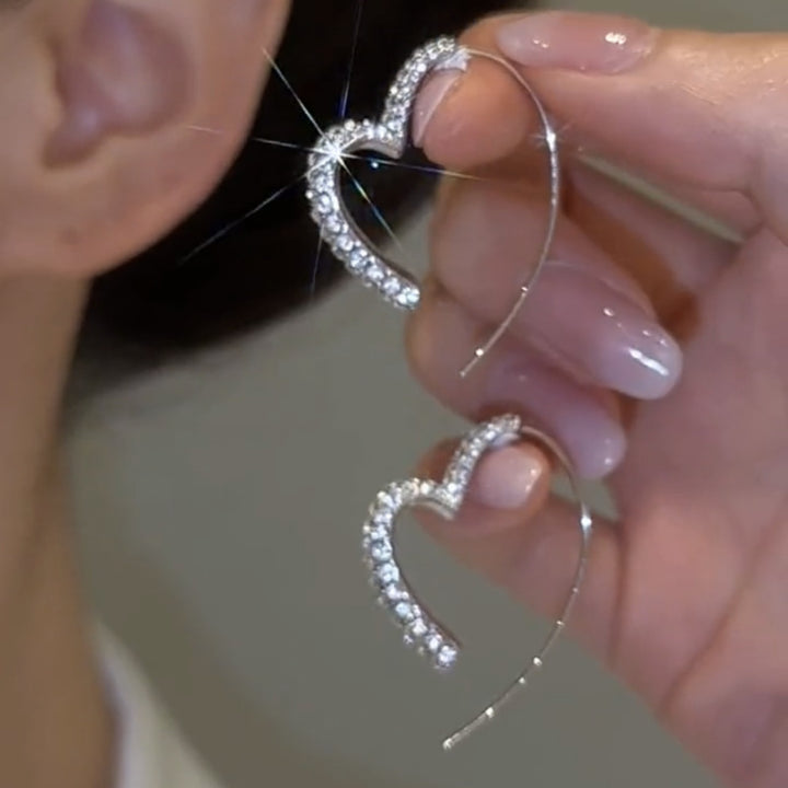 Zirconia Heart Hoop Earrings