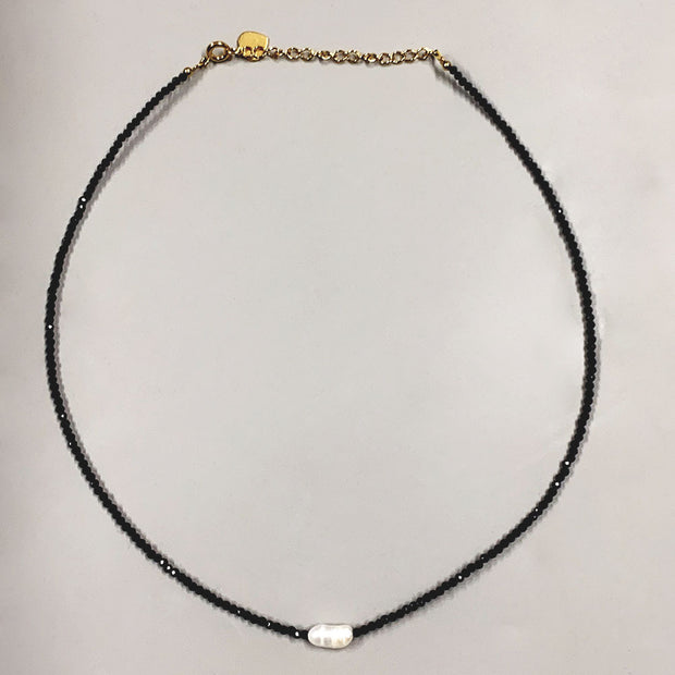 Stacked Black Spinel Pearl Necklace