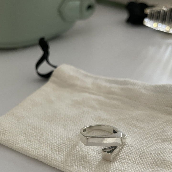 Sterling Silver Geometric Square Ring